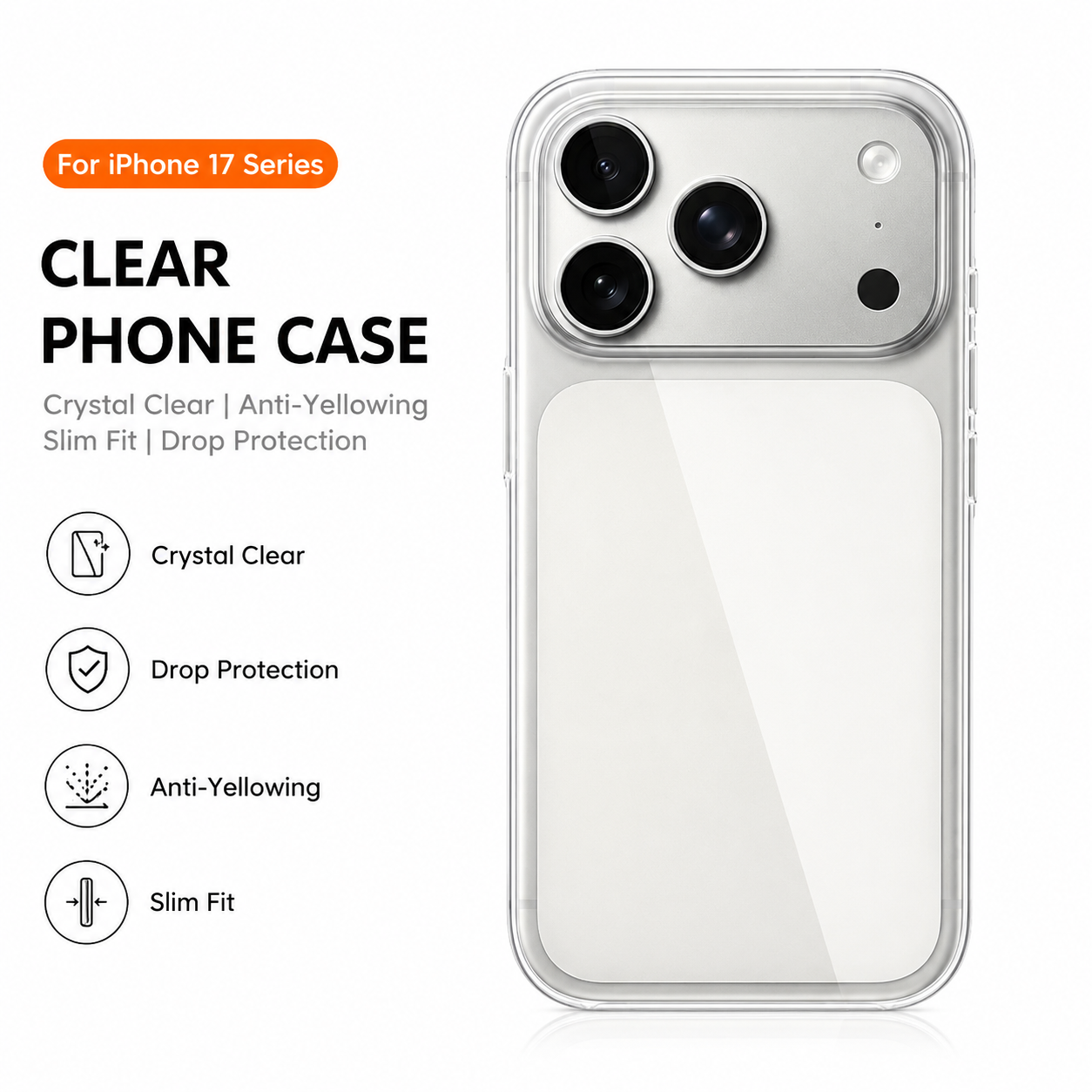 Yellow Phone Accessories - Magnetic Clear Case for iPhone 17