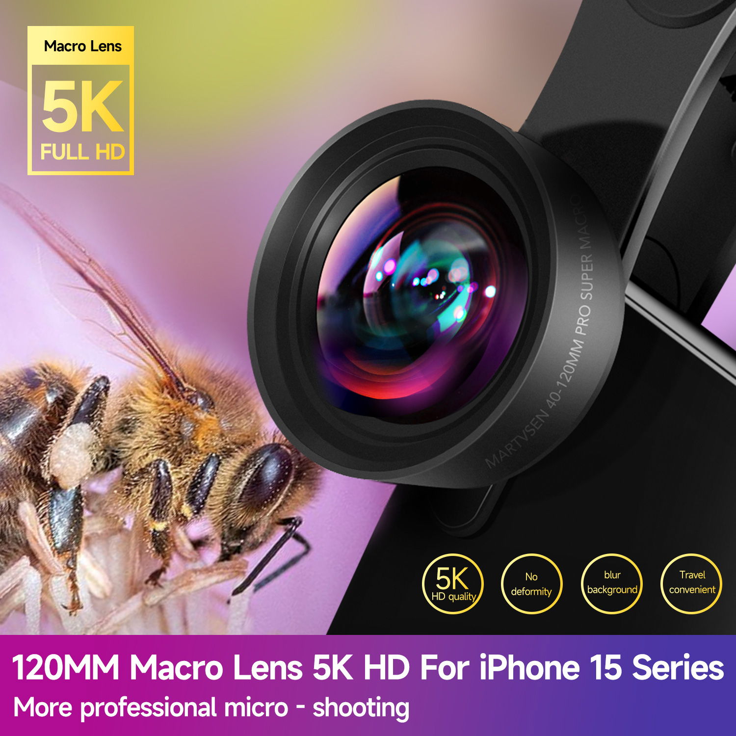 Lens Camera Clip - MARTVSEN 120MM Macro Lens, Professional 5K