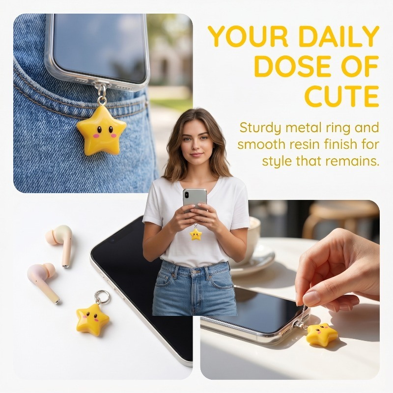Cute 3D Yellow Star Phone Dust – Yellow Phone Accessories Bewertung und Preis