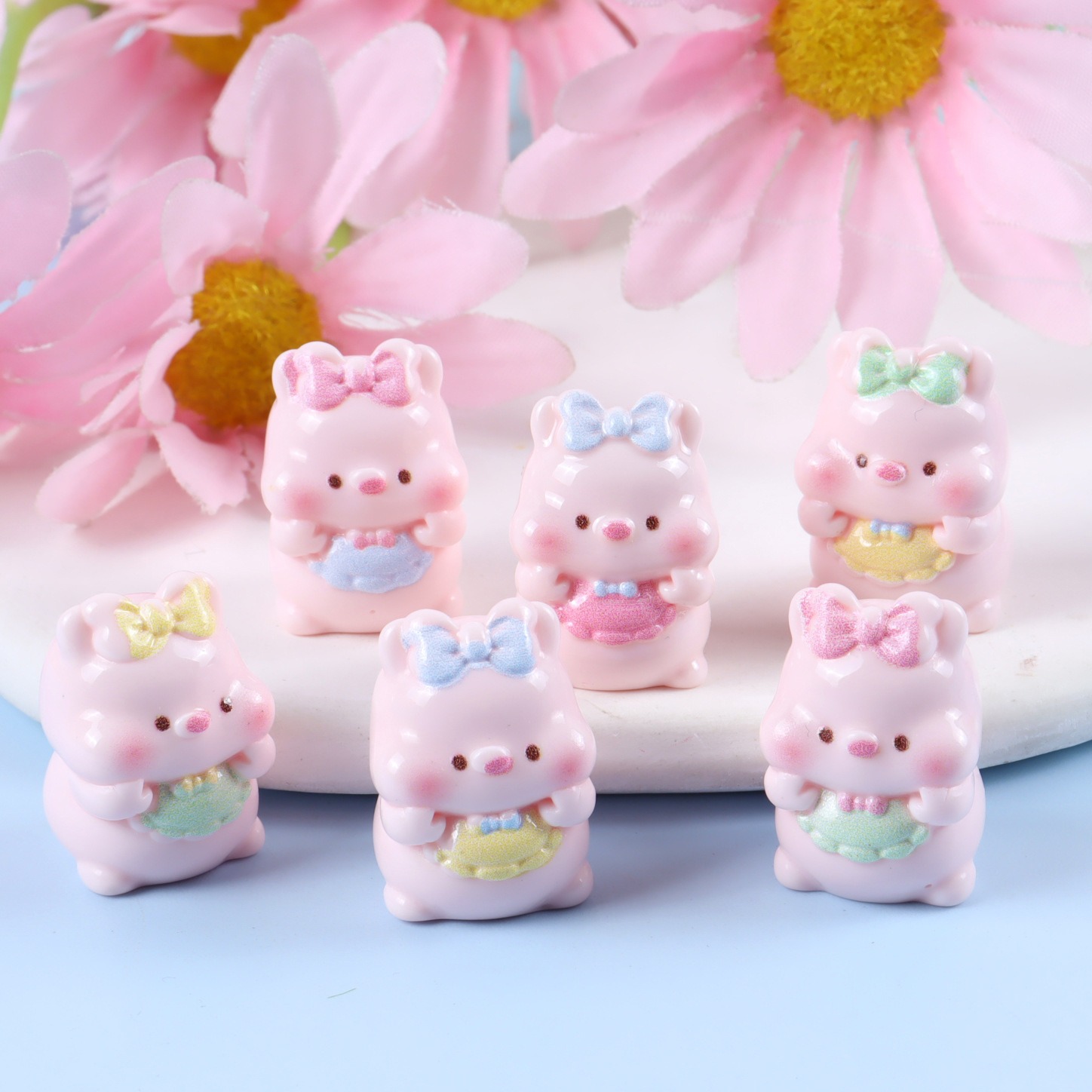 6PCS Mixed Cute Pig Resin Char – Yellow Phone Accessories Bewertung und Preis