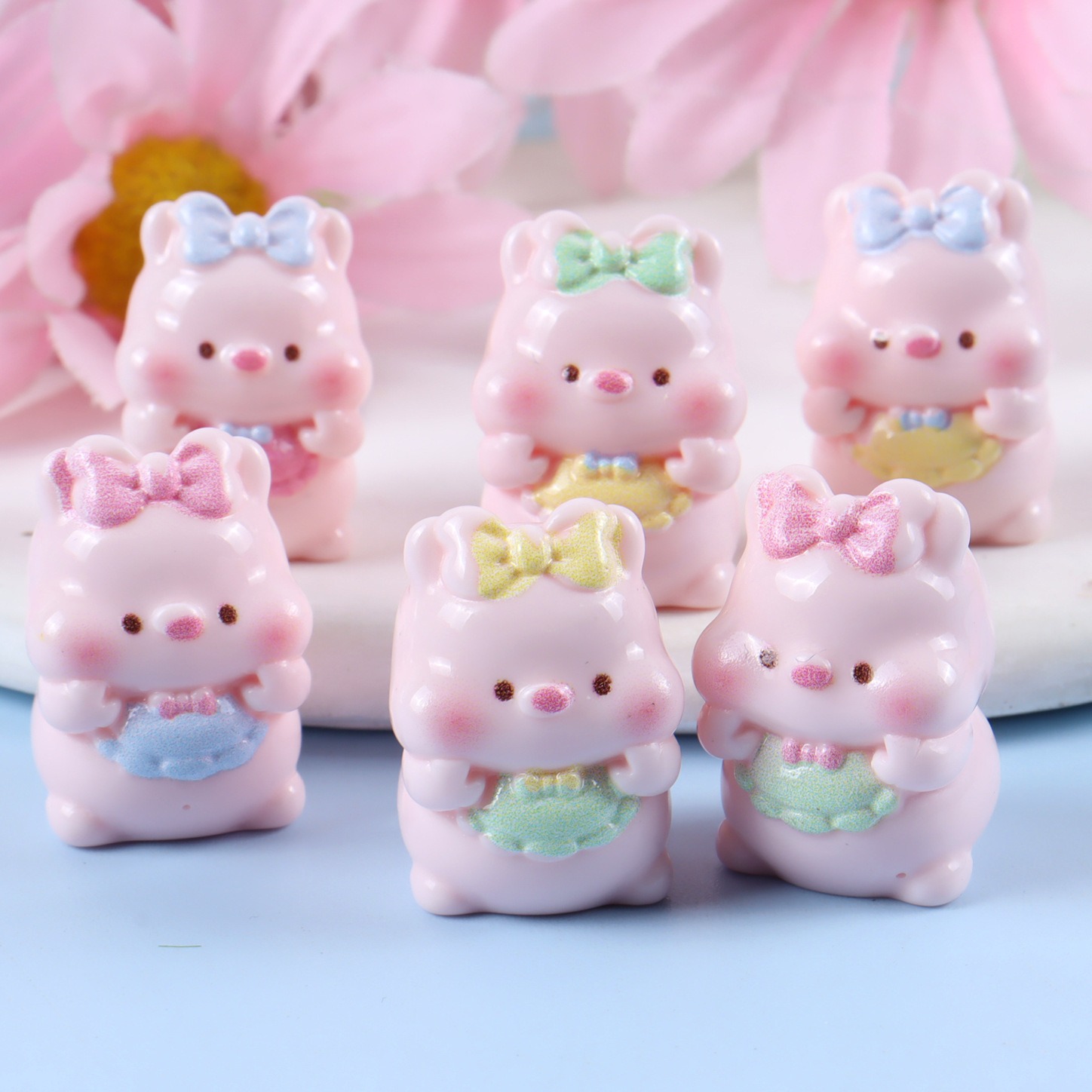6PCS Mixed Cute Pig Resin Char – Yellow Phone Accessories Bewertung und Preis