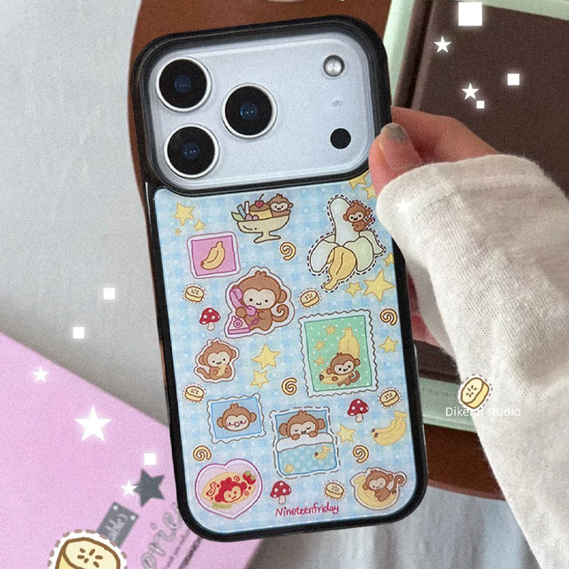 Korean Ins Blue Yellow Monkey  – Yellow Phone Accessories Bewertung und Preis